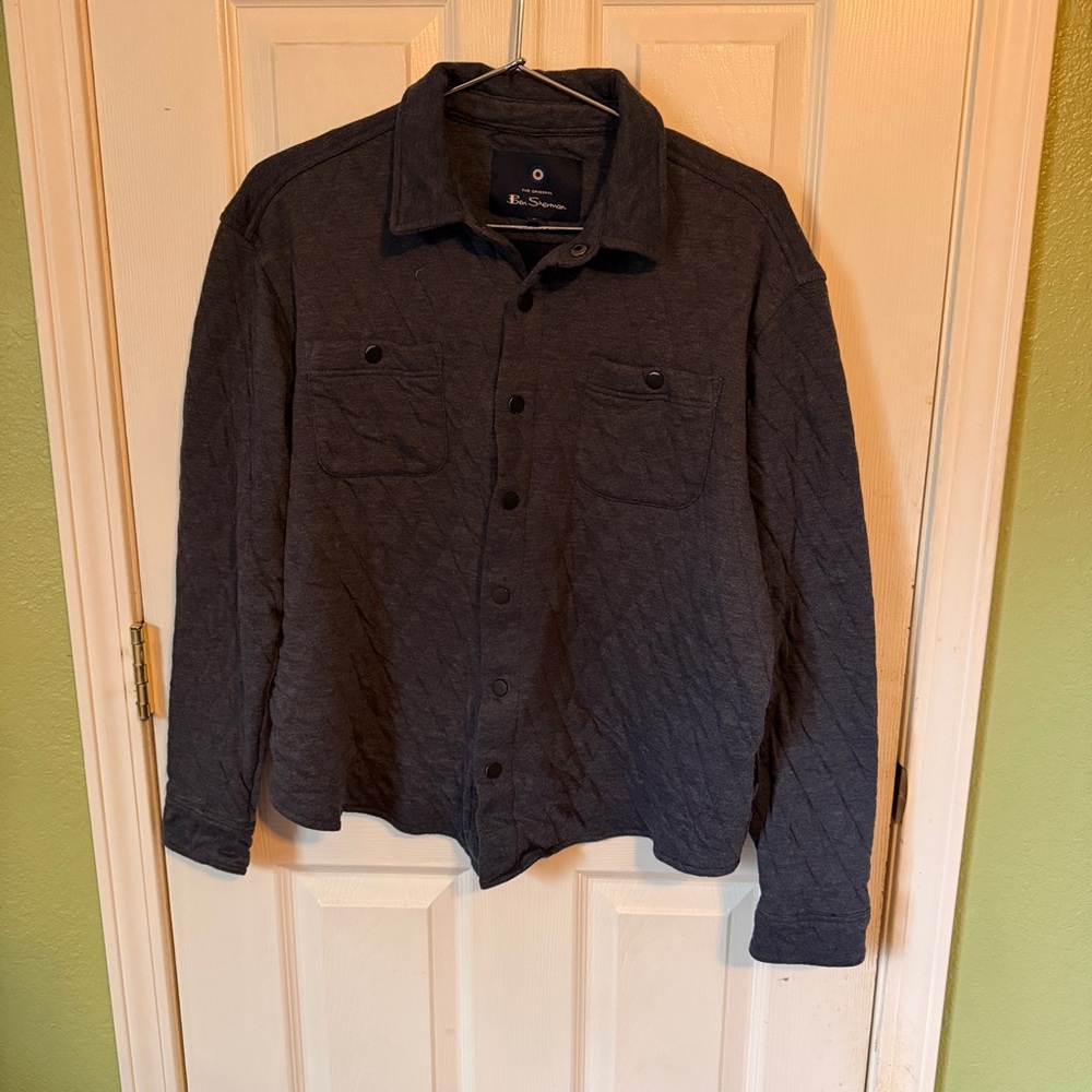 Ben Sherman Quilted Shirt Jacket - Charcoal